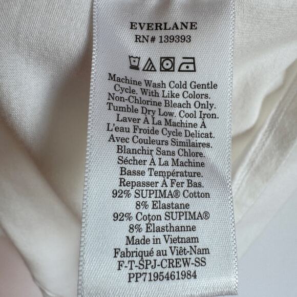 Everlane The Supima Form Crew Neck Tee Medium White Short Sleeve Cotton Jersey - Picture 9 of 13